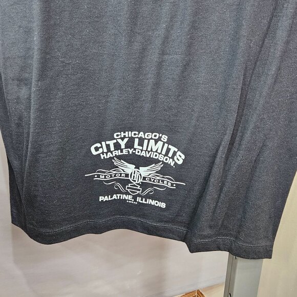 Harley-Davidson V-Neck Shirt Women L Black 100% Cotton Short Sleeve Fire IL NEW - Picture 10 of 11